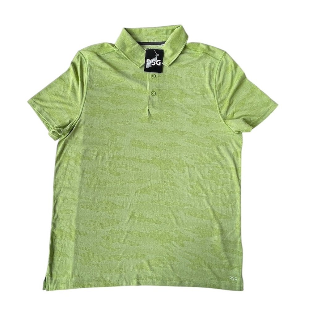 DSG Movement Jacquard Polo Shirt Pale Neon Green Moisture Wicking Men's Med NWT